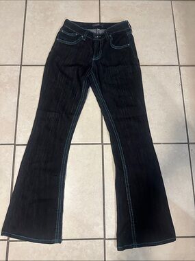Y2K Denim CACHE Contour Collection 9” Rise Bootcut BELL Bottom Sz 2 inseam 33